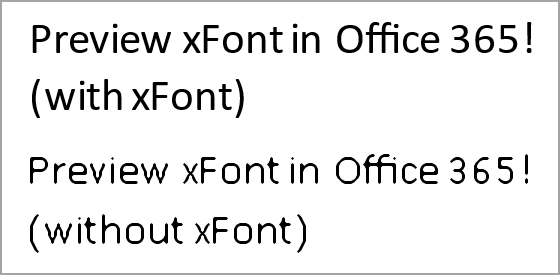 Un esempio di testo con e senza xFont abilitato.